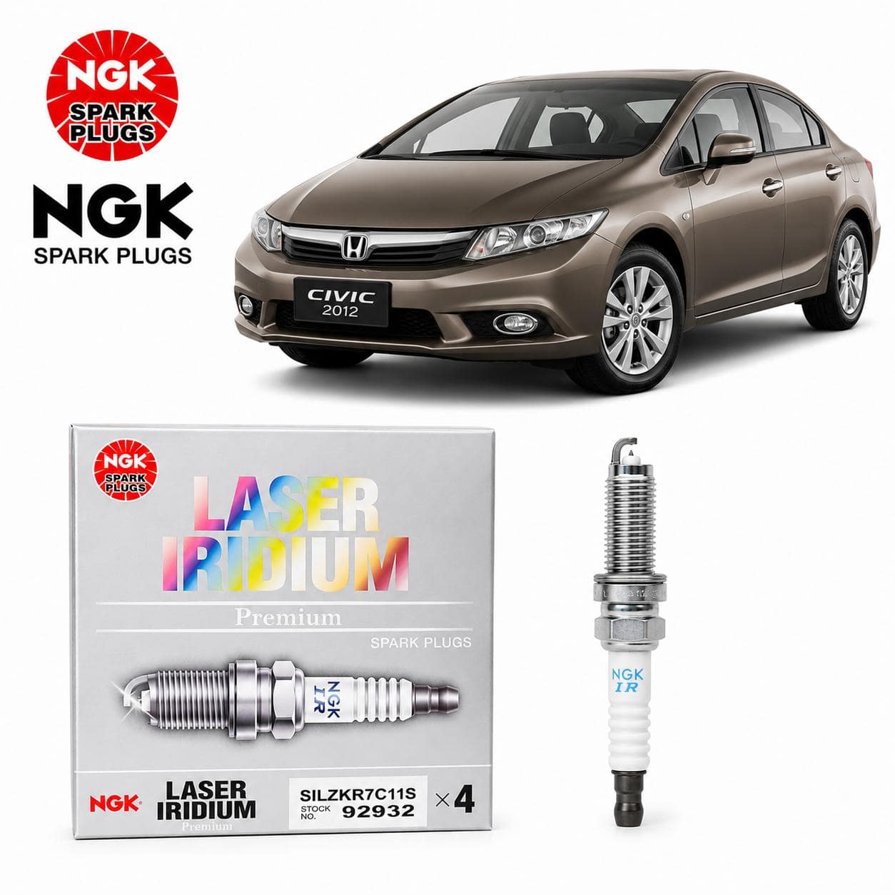 SPARK PLUGS (SILZKR7C11S) FOR HONDA CIVIC (2012-2016) FB2-NGK JAPAN GENUINE