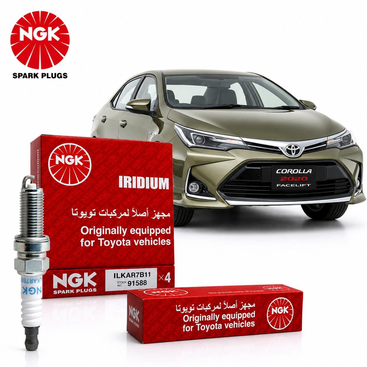 SPARK PLUGS IRIDIUM (ILKAR7B11) FOR TOYOTA ALTIS 1.6 & 1.8 (2014-2026)-NGK JAPAN GENUINE
