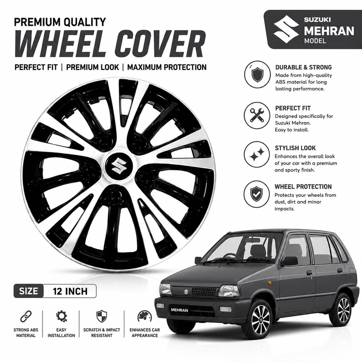 WHEEL COVERS FOR SUZUKI MEHRAN-PREMIUM QUALITY