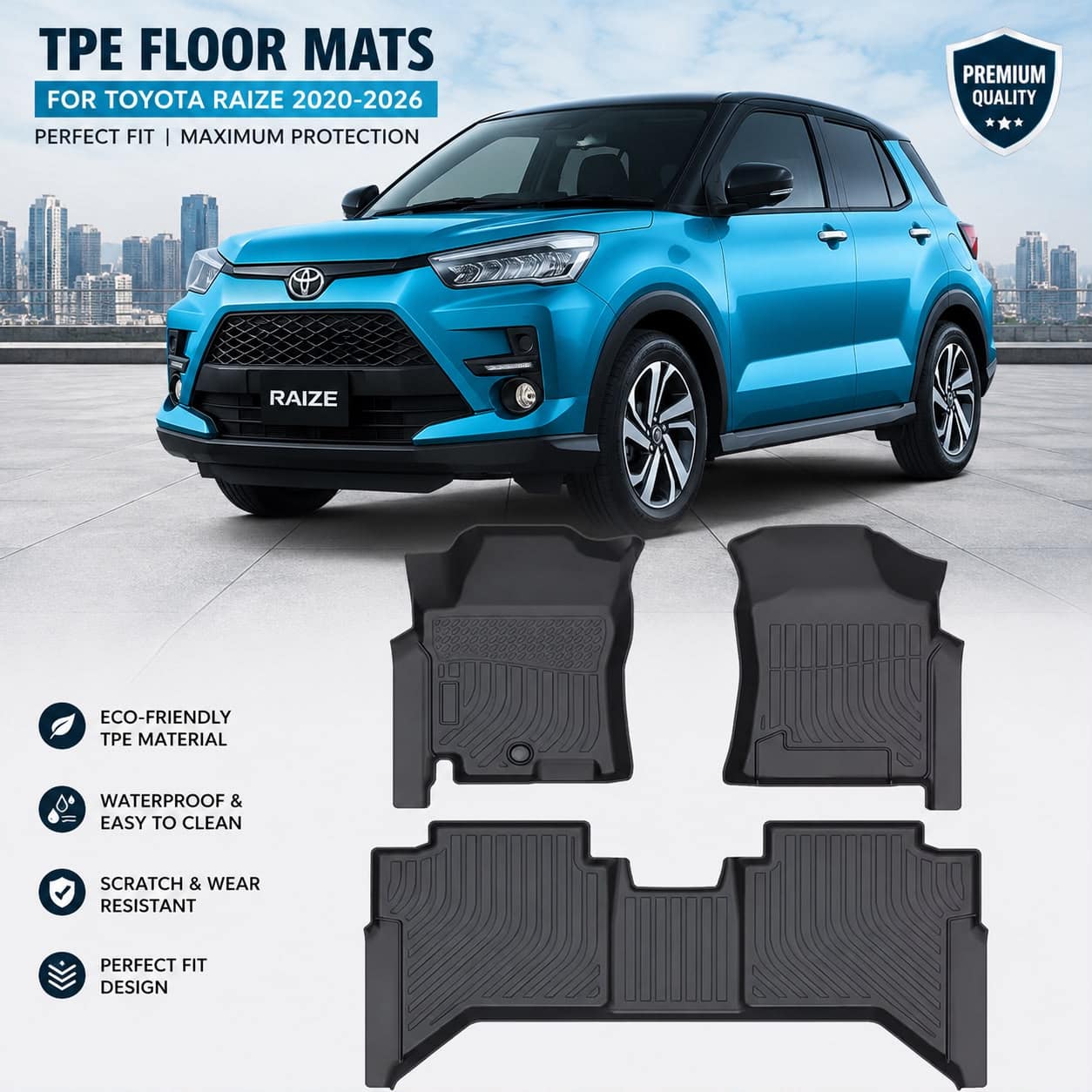 TPE FLOOR MATS FOR TOYOTA RAIZE (2020-ON)