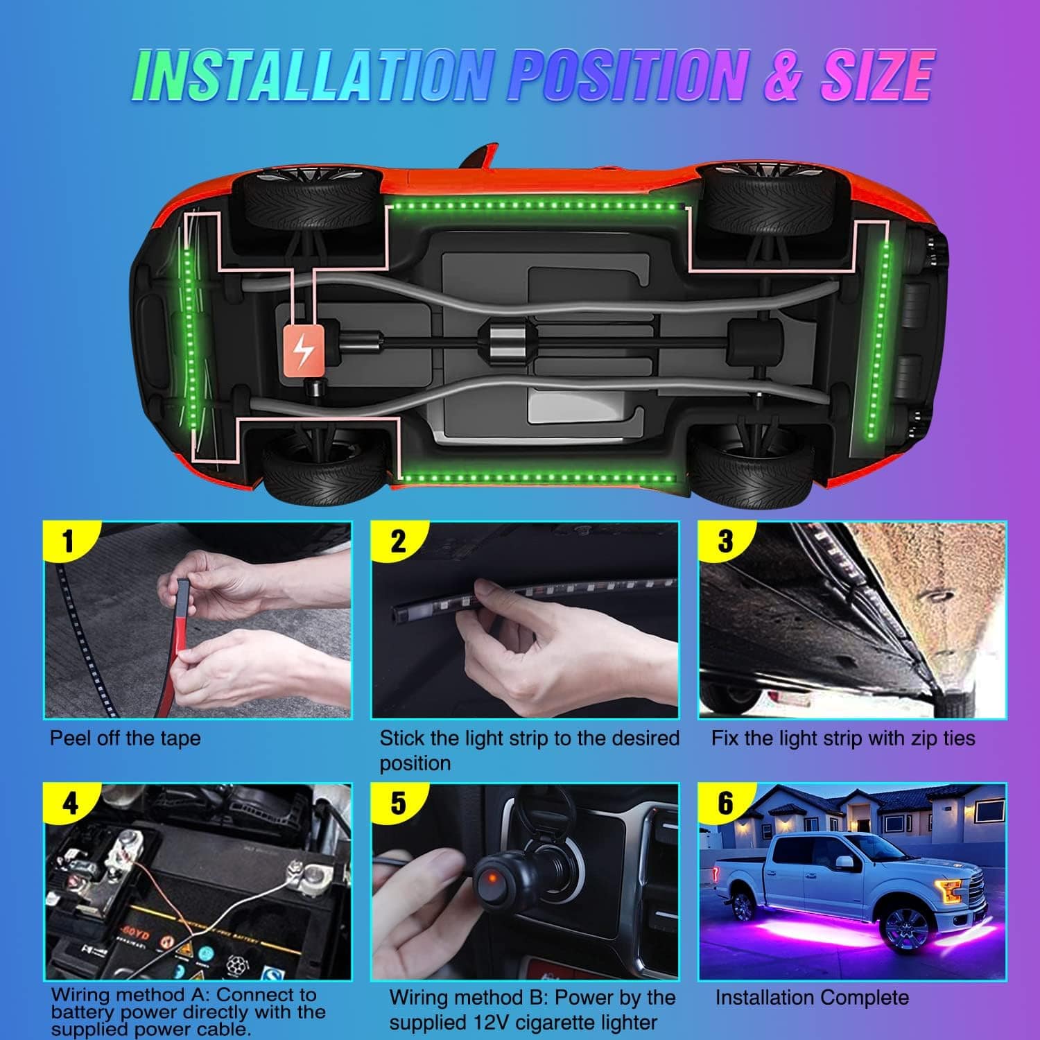 CAR UNDERGLOW LIGHTS RGB (REMOTE CONTROL) 12V - Image 3