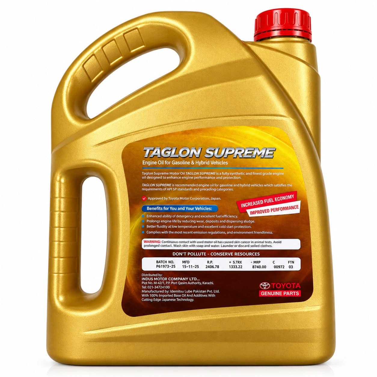 TOYOTA TAGLON SUPREME GASOLINE & HYBRID ENGINE OIL 0W-20 API:SP 4.2LTR-GENUINE - Image 2